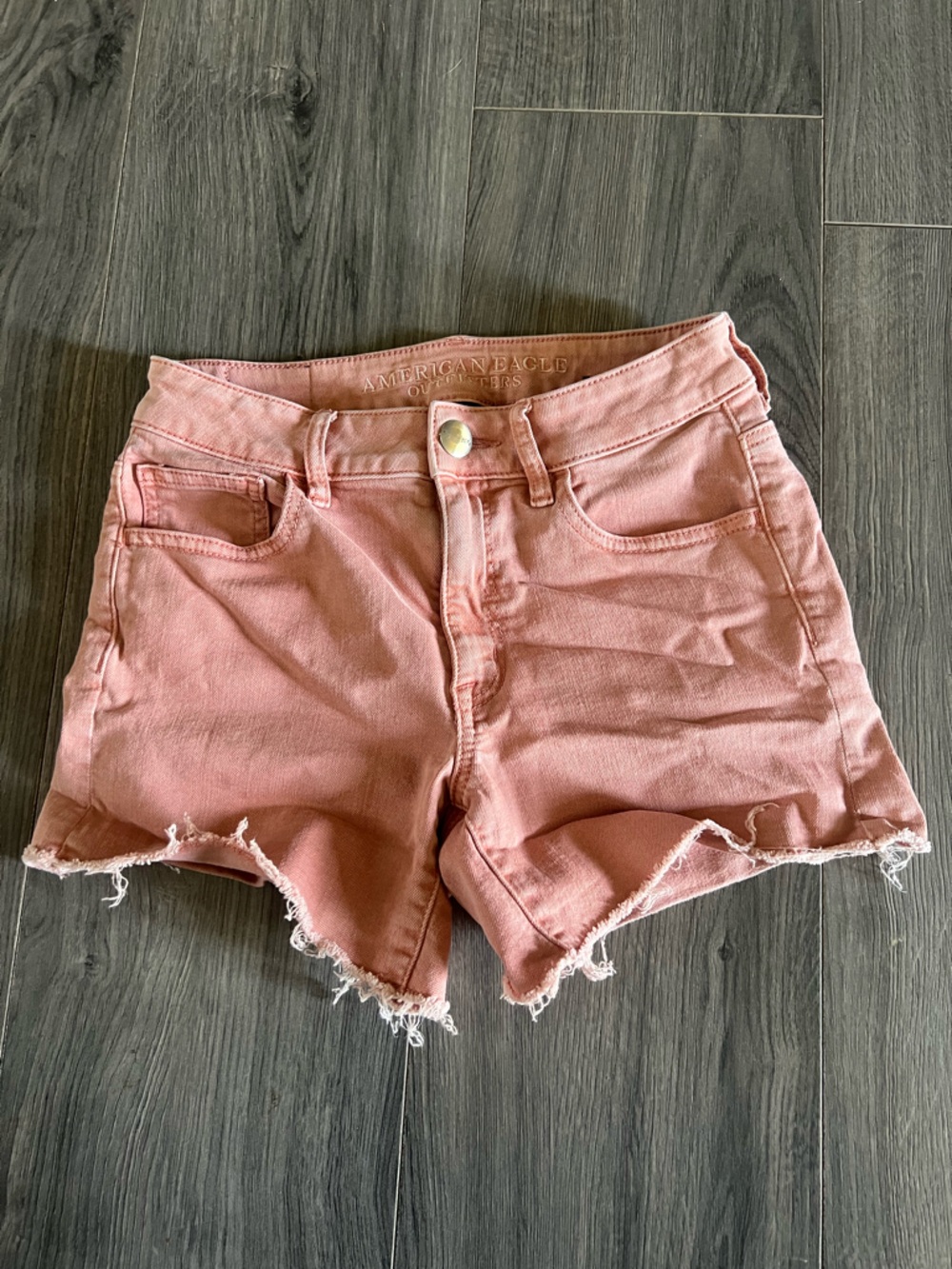 American Eagle Outfitters Dusty Pink Frayed Hem Jean Shorts